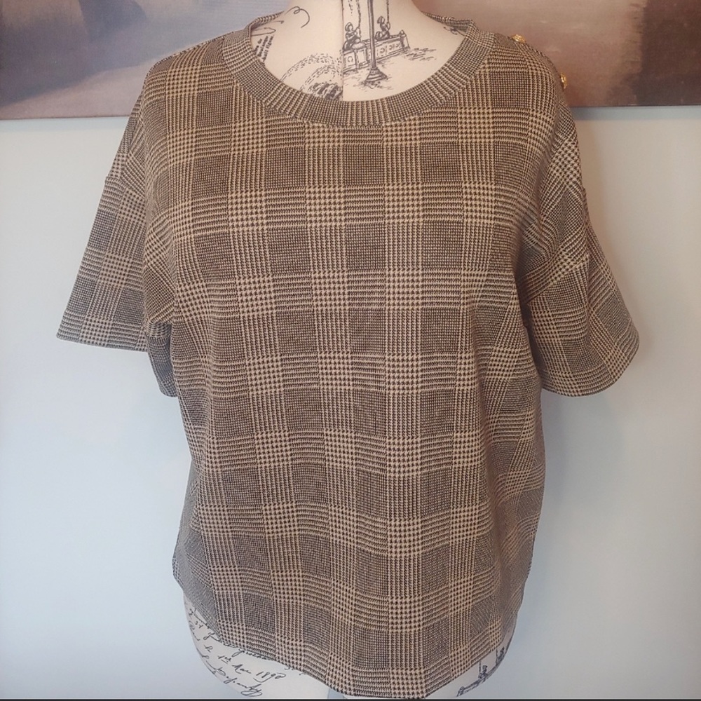 🖤Ralph Lauren Houndstooth Top LG